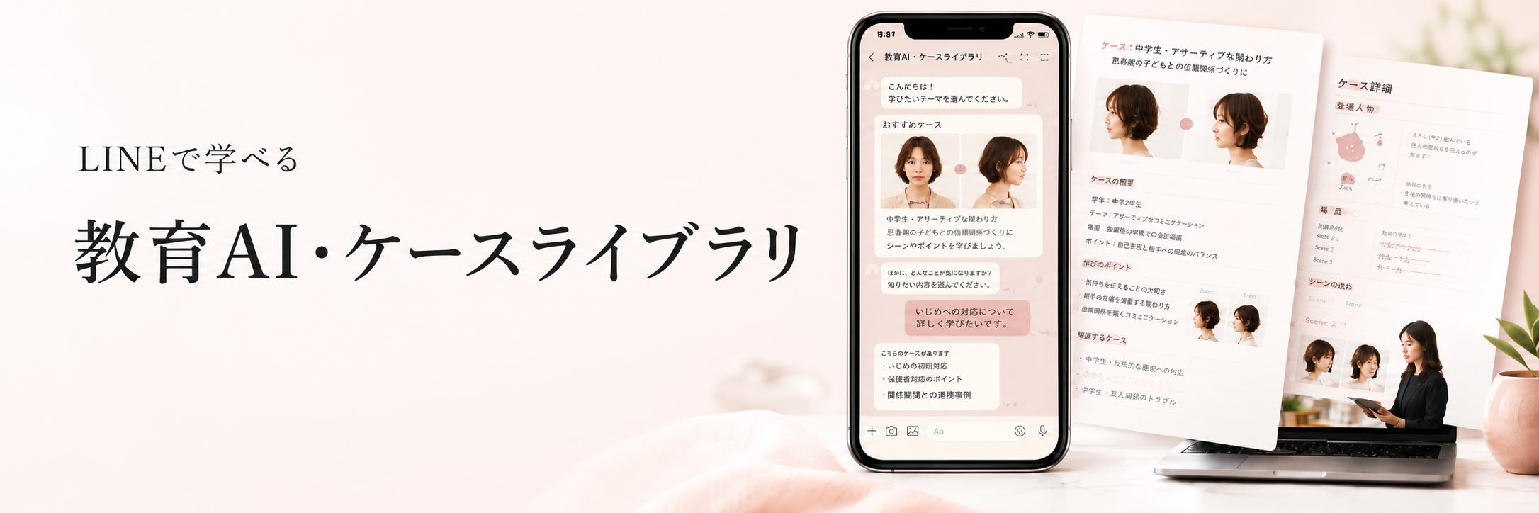 LINEで学べる 教育AI・ケースライブラリ