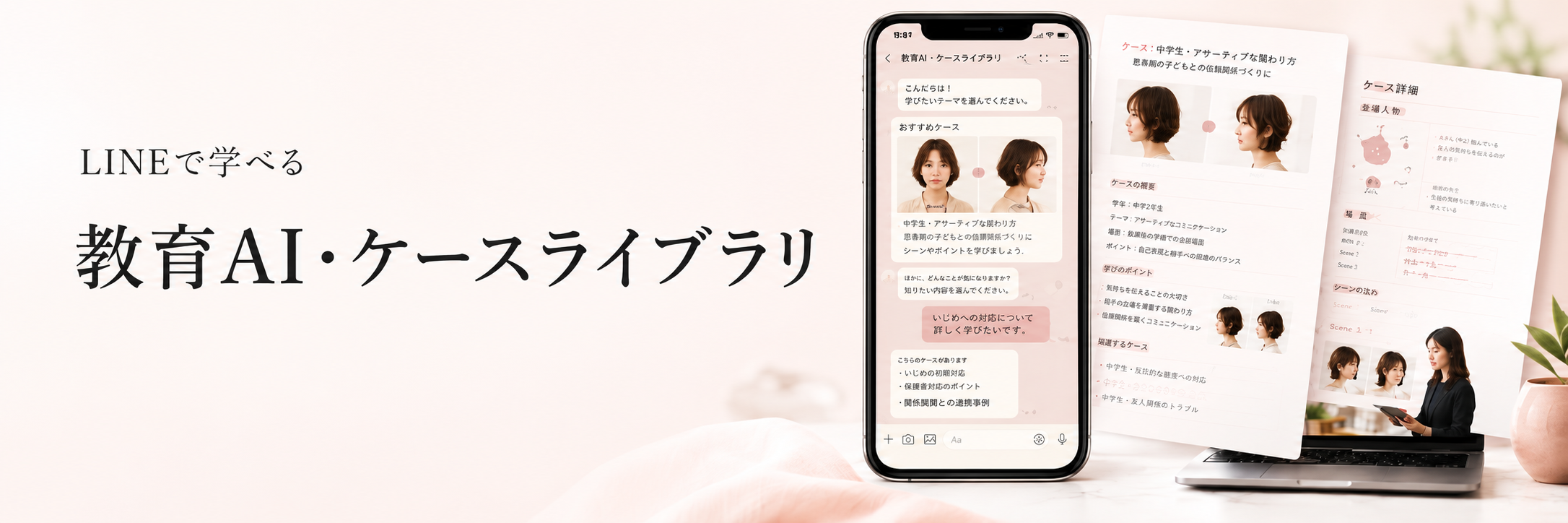 LINEで学べる 教育AI・ケースライブラリ